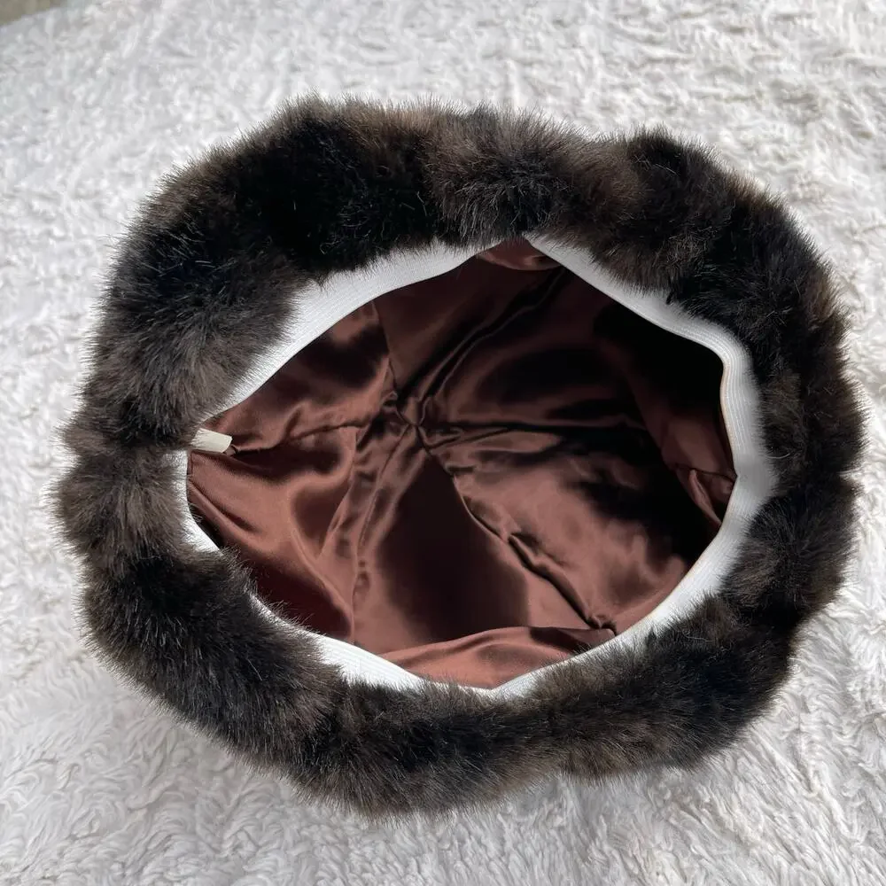Vintage 60s 70s faux fur brown hat‎ - Picture 4 of 10